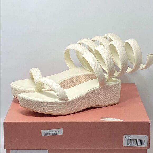 Cult Gaia Gabi Snake-Embossed Leather Wrap Sandals size 37 - Picture 10 of 12